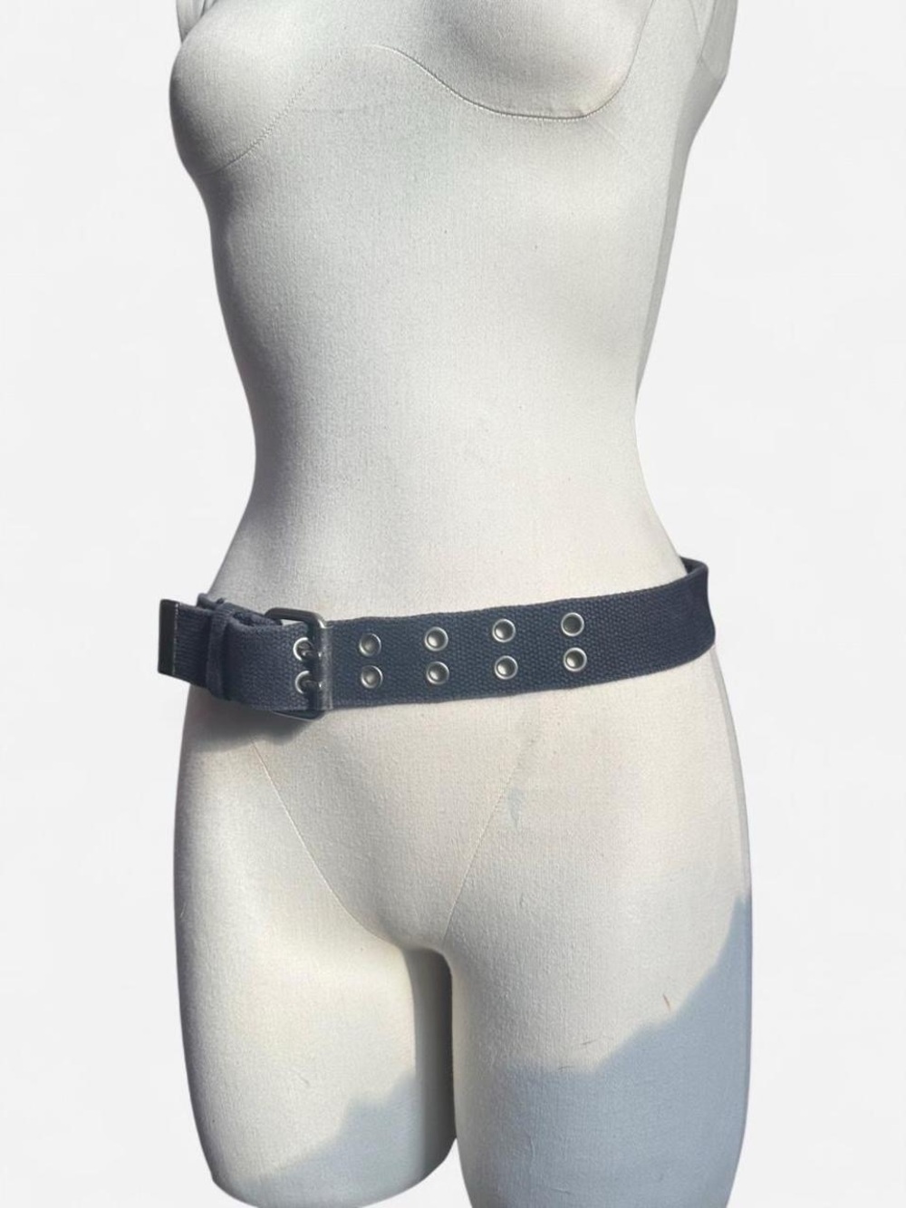 Y2K BEBE Sport Canvas Grommet Waist Belt in Dark Gray